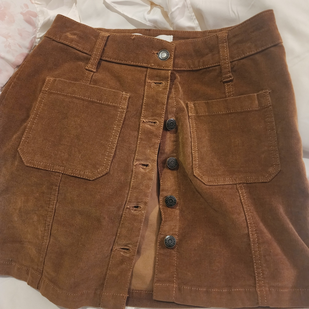 Mudd Tan Corduroy A-Line Mini Skirt